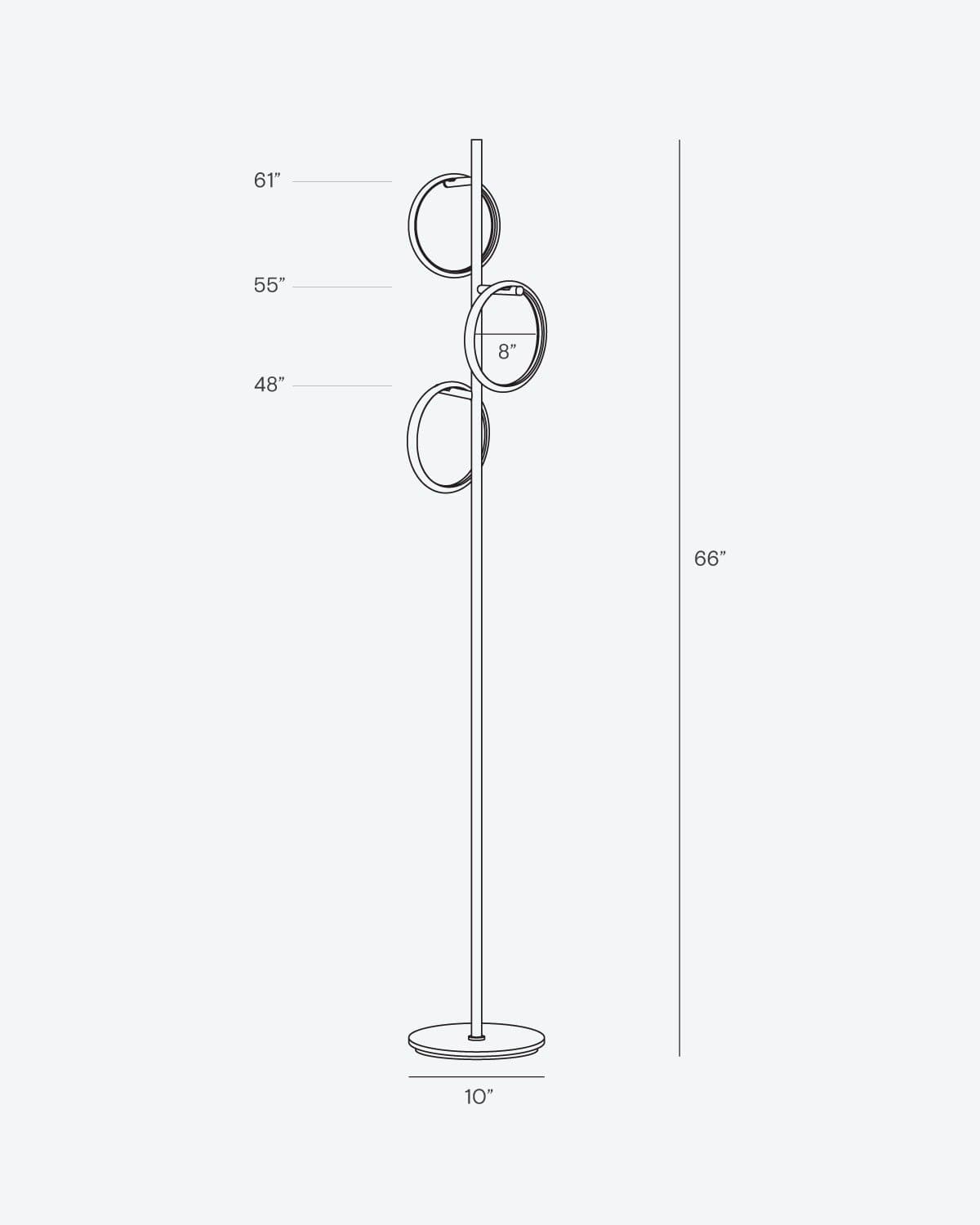 Dimmbare LED-Stehleuchte mit drei Lichtringen