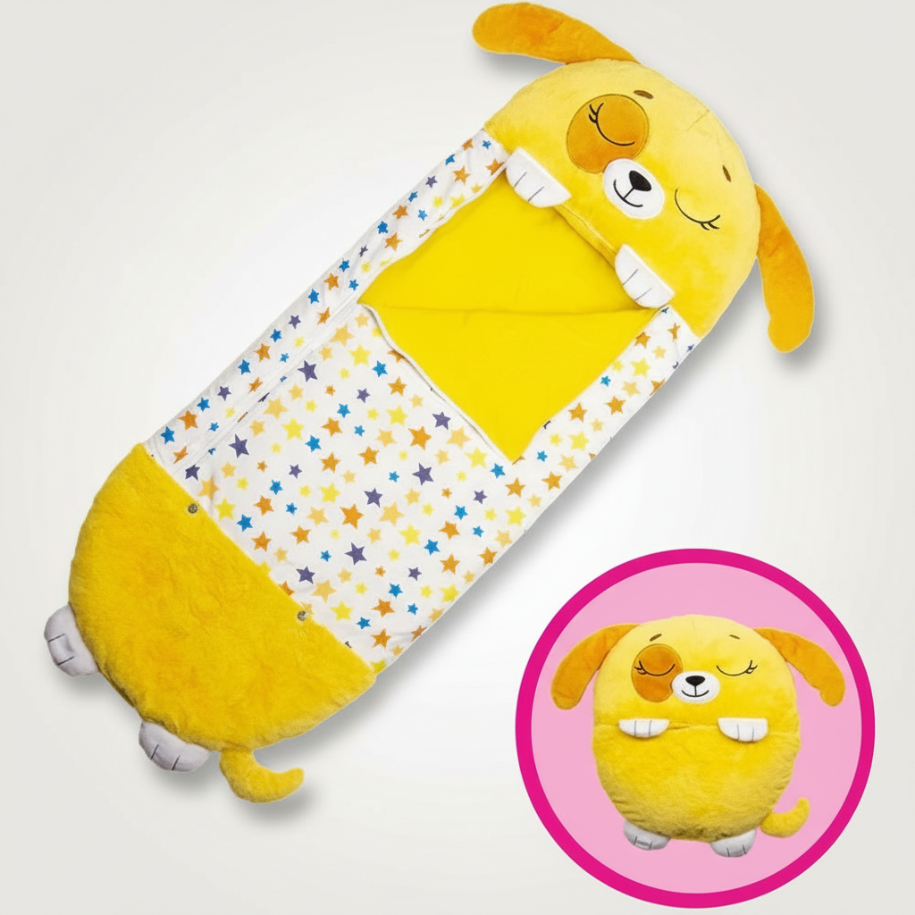 Opvouwbarer Kinderschlafsack im Tierdesign mit 2-in-1 Kissenfunktion
