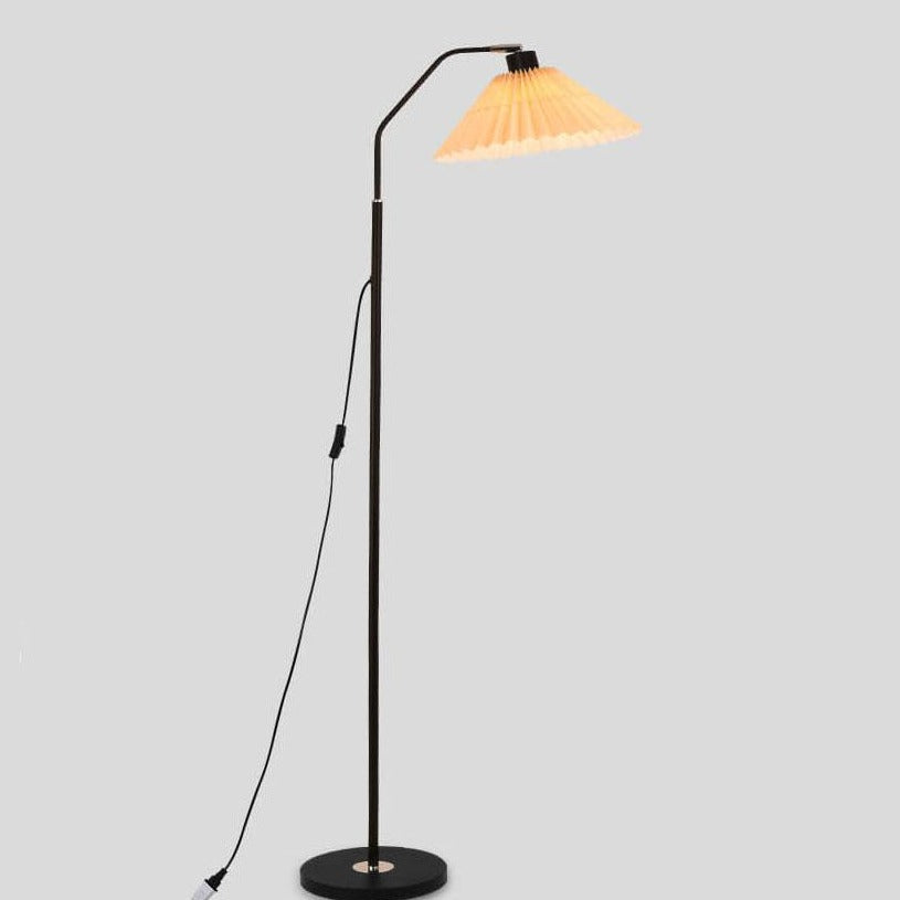 Dimmbare Retro-Stehlampe mit Plisseeschirm aus Stoff 149 cm