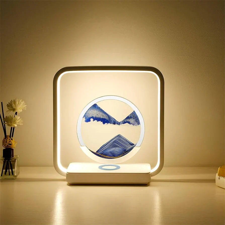 LED-Sandkunst-Nachttischlampe mit kabelloser Qi-Ladestation