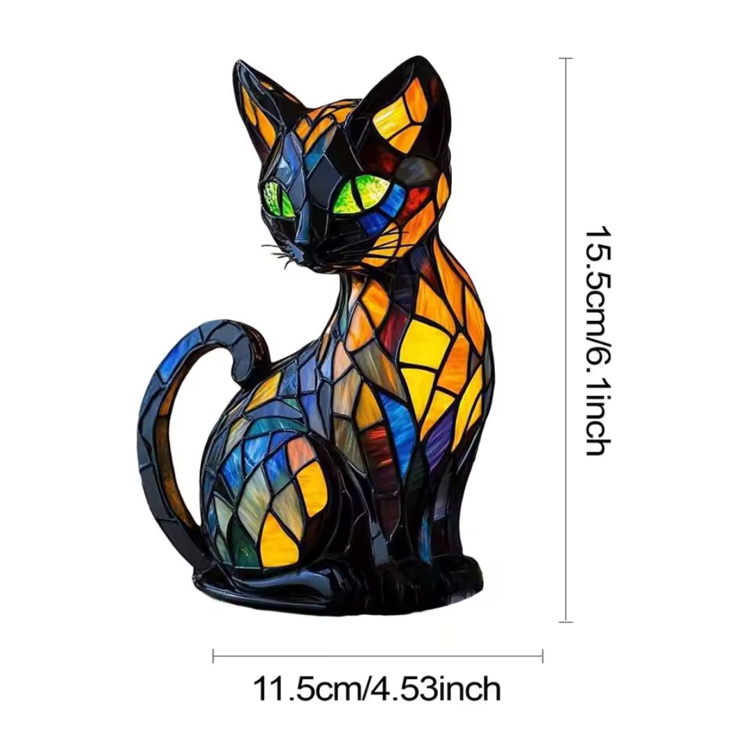 Handgefertigte Katzen-Tischlampe mit Warmem Licht