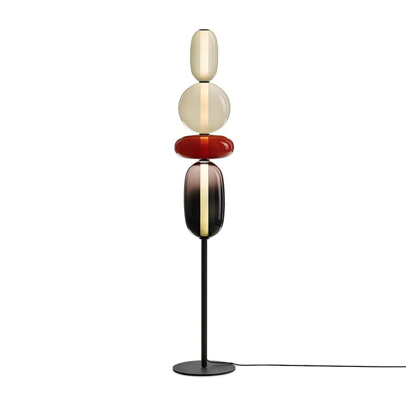 Moderne Stehlampe mit Mundgeblasenem Glasschirm