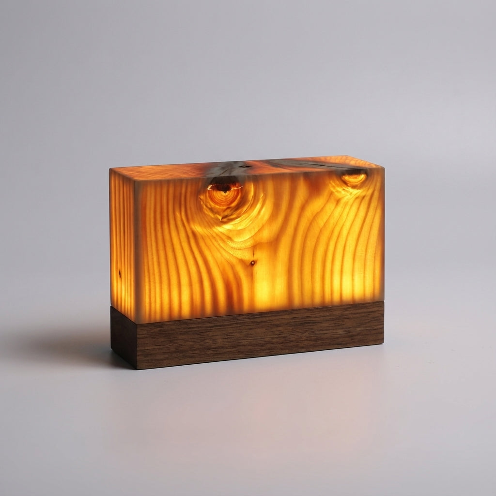 Drahtlose LED-Tischleuchte in Holzoptik mit Touch-Dimmfunktion