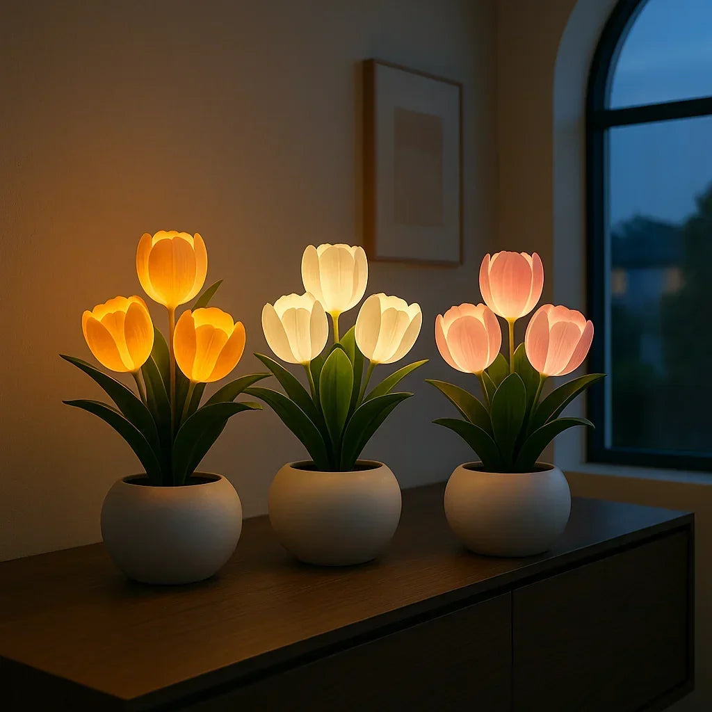 LED-Tulpenlampe mit USB-Anschluss und Dimmfunktion