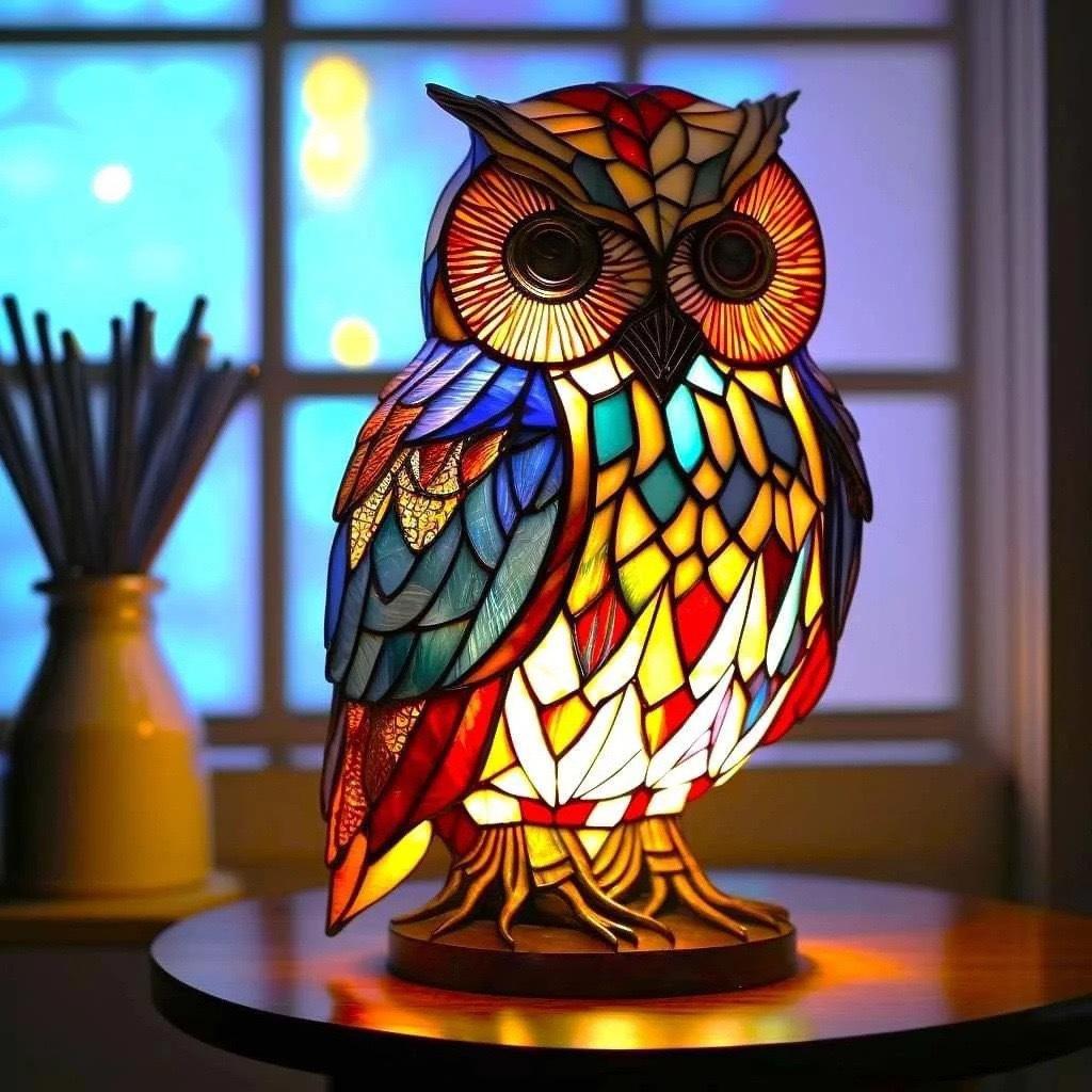 Kristall-LED-Tischlampe mit Eulenmotiv
