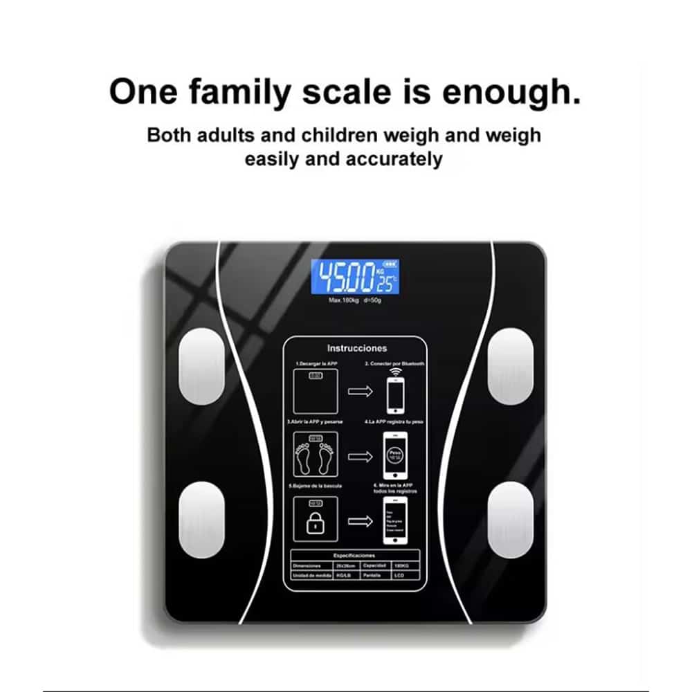 Smarte Bluetooth-Personenwaage mit BMI-Analyse 180 kg
