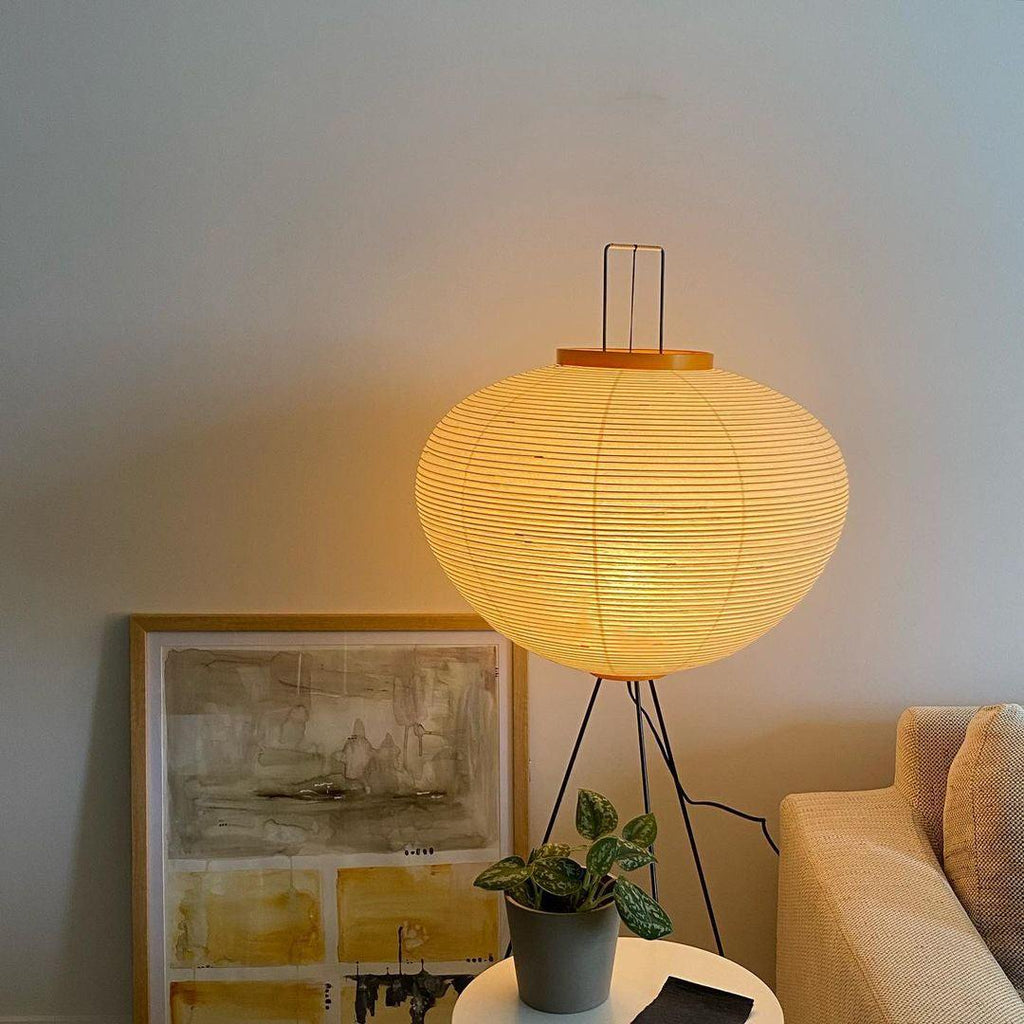 Reispapier-Stehlampe 123 cm aus Metall in Weiß