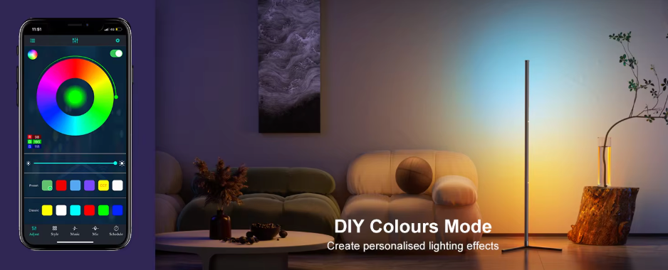 Smarte RGB-LED-Stehlampe mit App-Steuerung und Musiksynchronisation