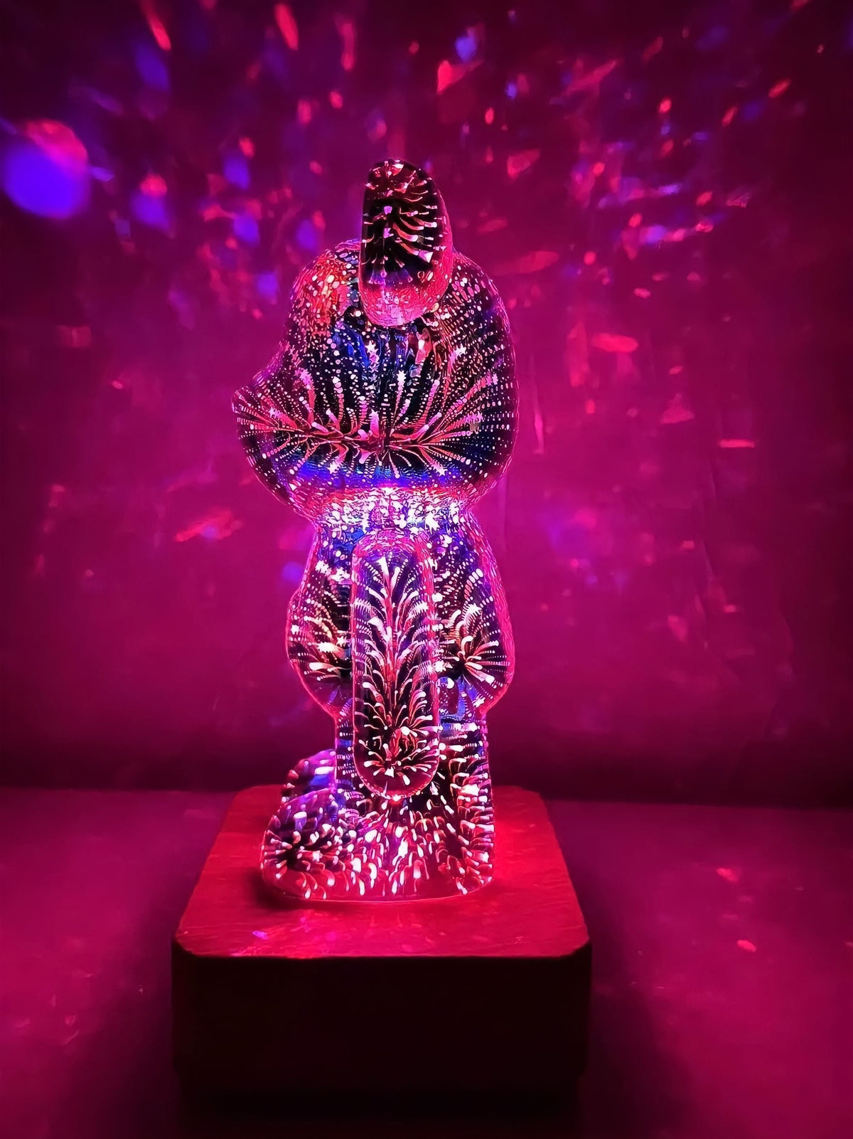 LED-Tischlampe Bär aus Glas mit 7 Farben