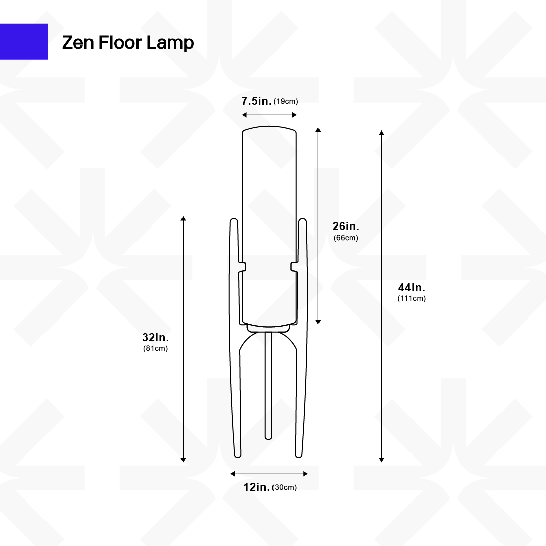 Zen Stehlampe mit Leinenschirm und Holzgestell