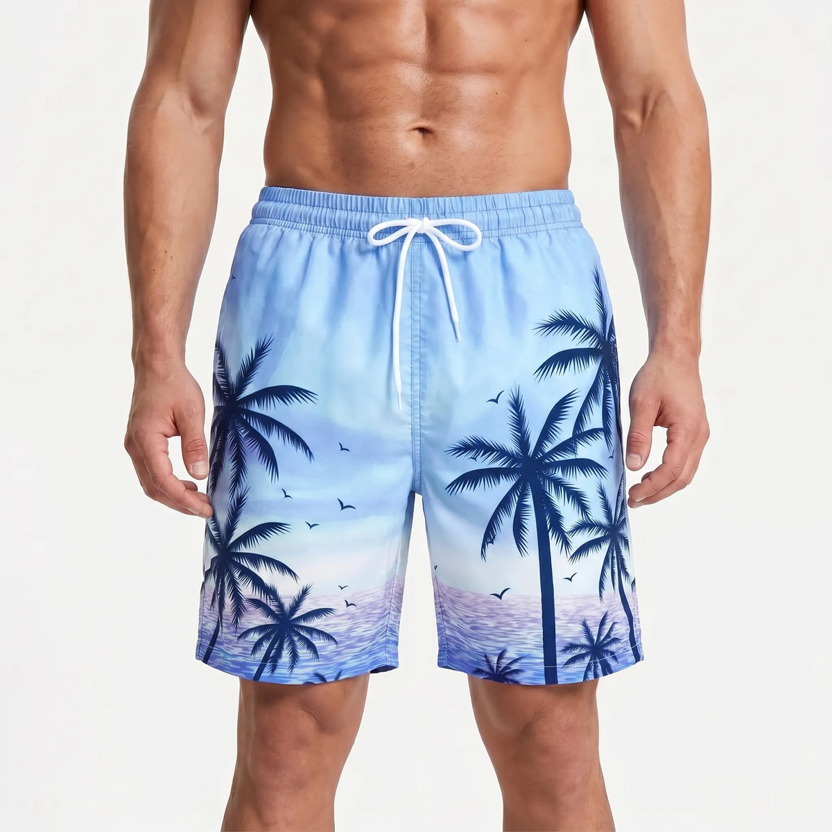 Herren-Badehose mit Farbverlauf und Palmenmuster