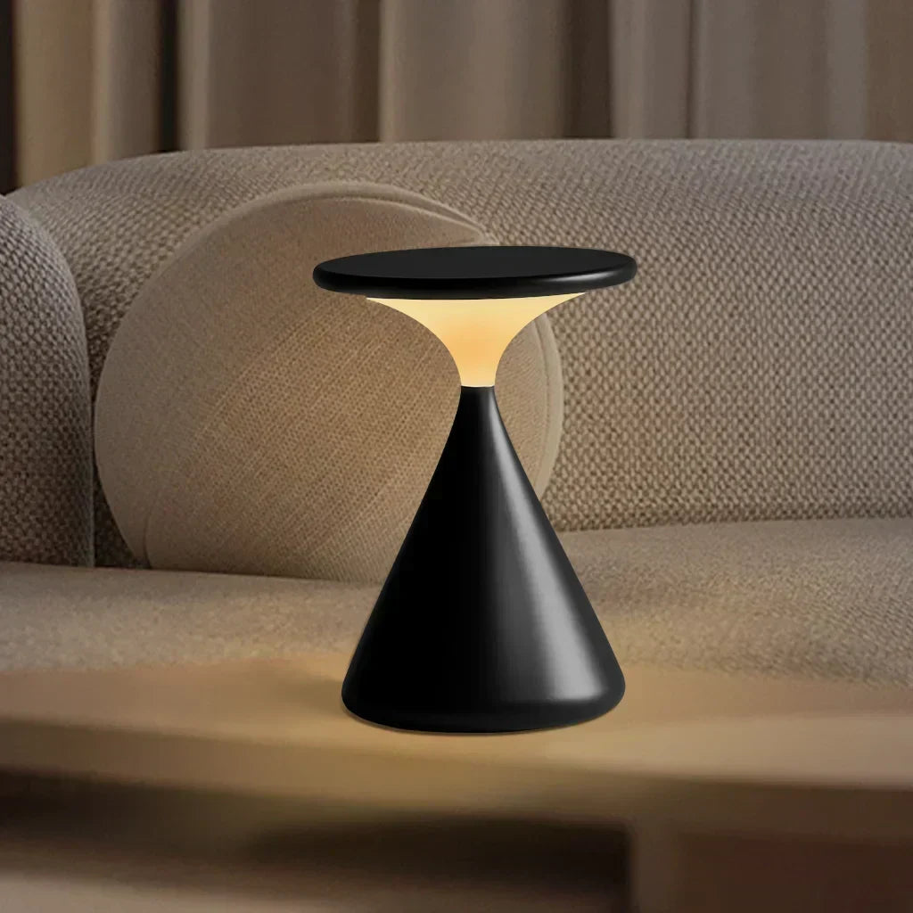 Dimmbare LED-Tischleuchte mit Akku in Sanduhrform