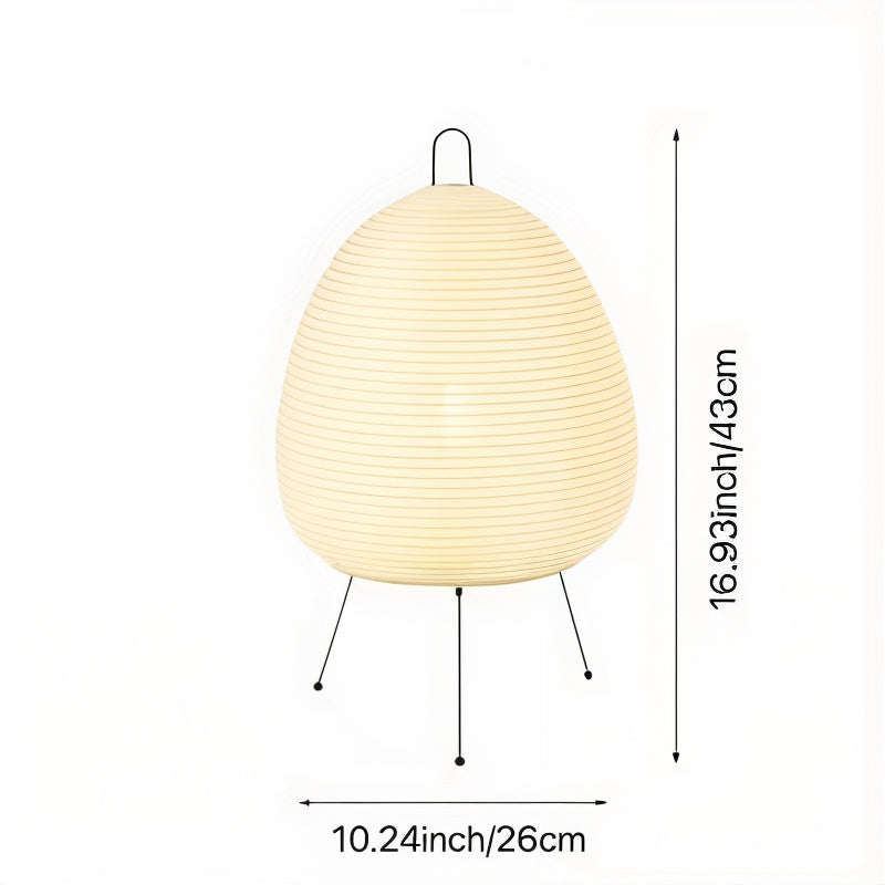 Runde Reispapier-Tischlampe mit Bambusfuß
