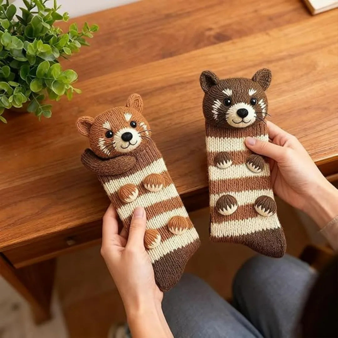 Plüsch-Haussocken mit Tiermotiv und Antirutschsohle