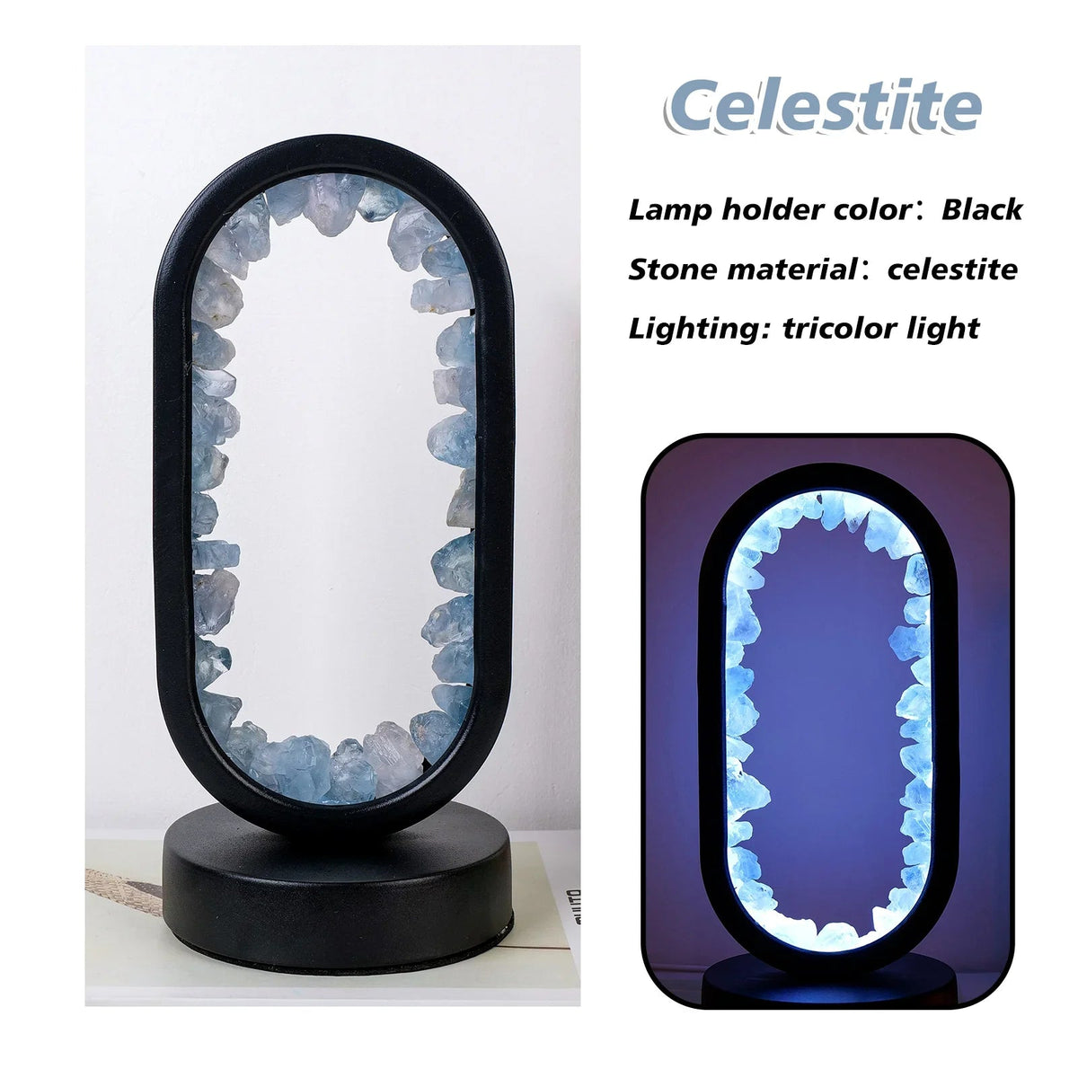 Handgefertigte Amethyst-Tischleuchte mit LED E14-Fassung