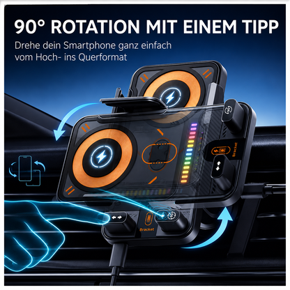 15W Kabellose Handyhalterung Auto mit Qi Ladefunktion – Automatischer Sensor, 360° Drehbar für Armaturenbrett, Lüftung & Windschutzscheibe