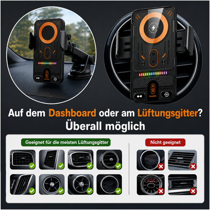 15W Kabellose Handyhalterung Auto mit Qi Ladefunktion – Automatischer Sensor, 360° Drehbar für Armaturenbrett, Lüftung & Windschutzscheibe