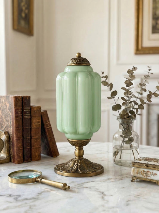 Gläserne Tischleuchte im Scallop-Design mit Vintage-Stil