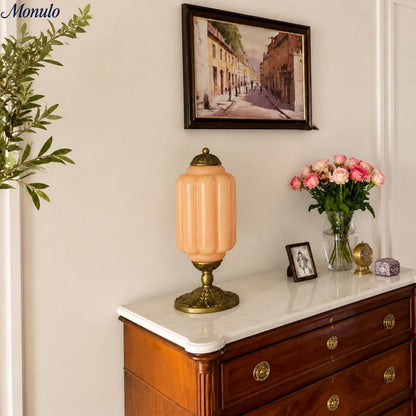 Gläserne Tischleuchte im Scallop-Design mit Vintage-Stil
