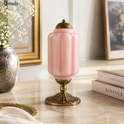Vintage-Tischleuchte aus Glas mit Metallsockel