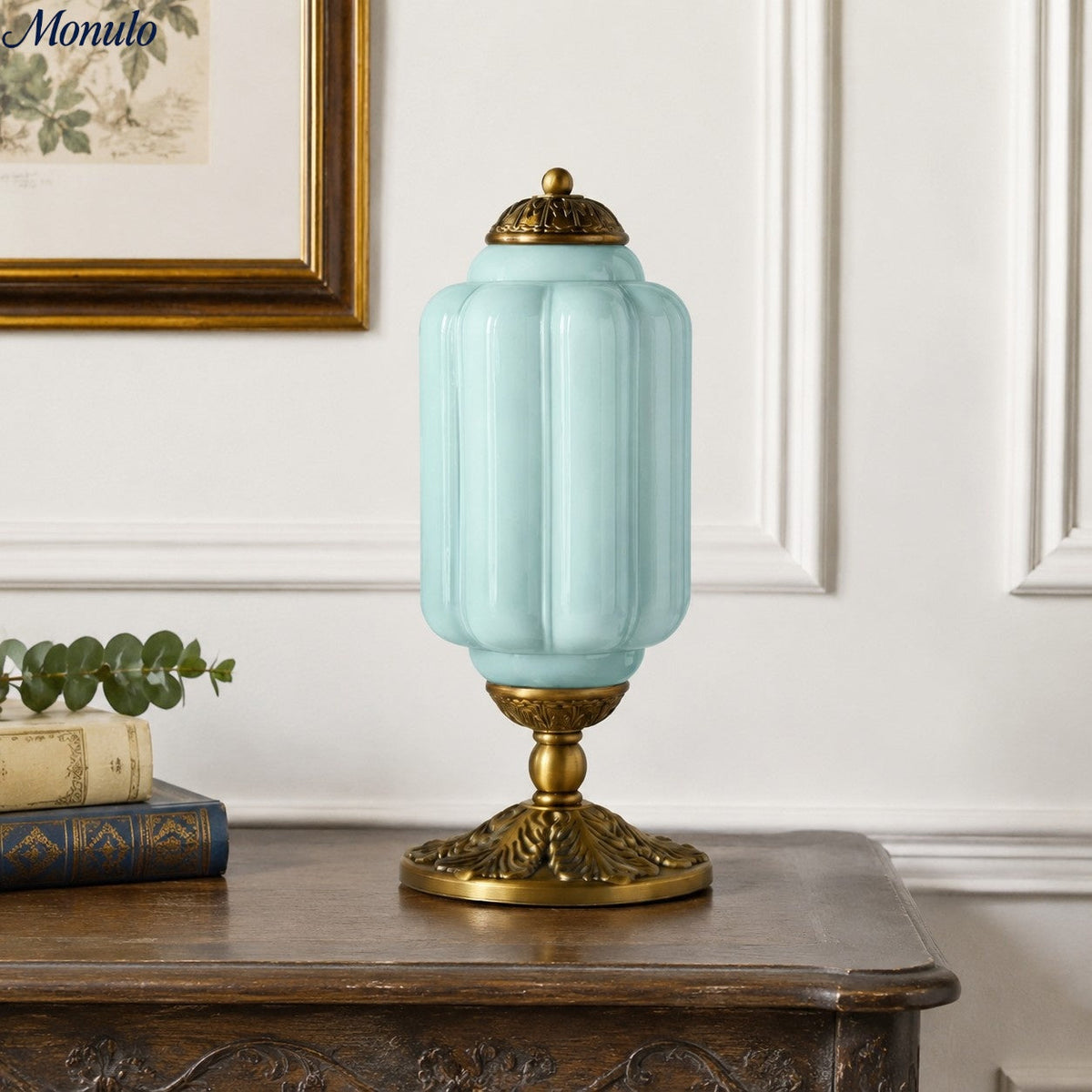 Vintage-Tischleuchte aus Glas mit Metallsockel