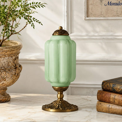Vintage-Tischleuchte aus Glas mit Metallsockel
