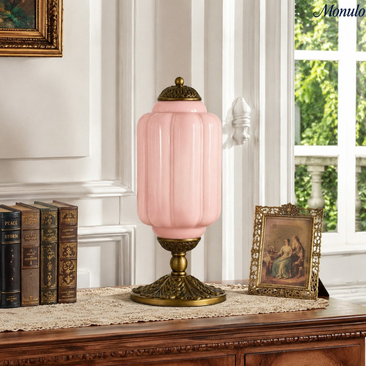 Vintage-Tischleuchte aus Glas mit Metallsockel