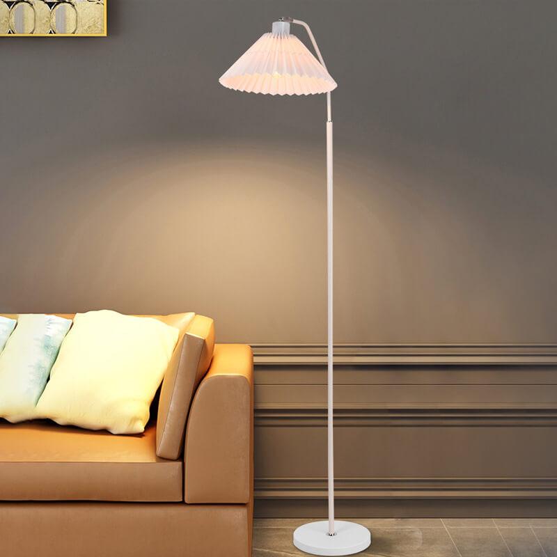 Dimmbare Retro-Stehlampe mit Plisseeschirm aus Stoff 149 cm