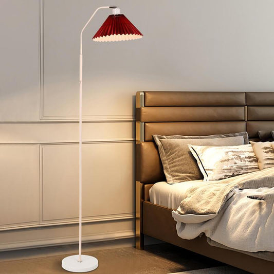 Dimmbare Retro-Stehlampe mit Plisseeschirm aus Stoff 149 cm
