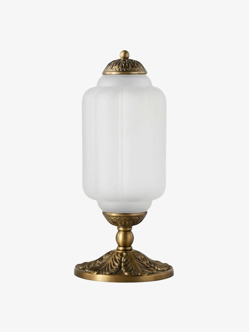 Vintage-Tischleuchte aus Glas mit Metallsockel