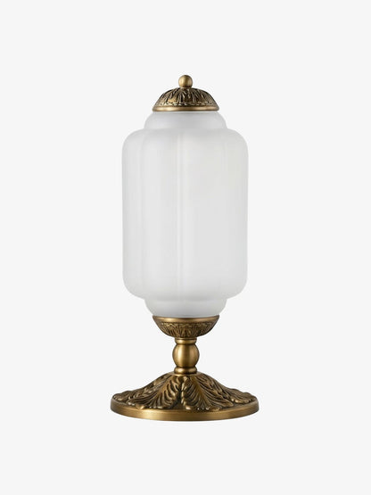 Vintage-Tischleuchte aus Glas mit Metallsockel