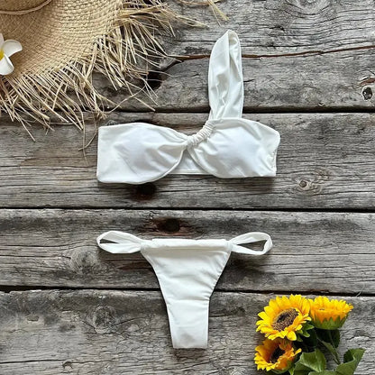 Damen-Bikiniset mit One-Shoulder-Top und hoher Taille