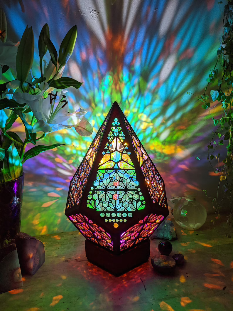 Boho-Diamant-Tischlampe mit USB-LED