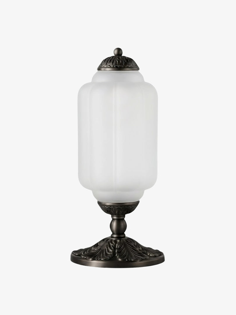 Vintage-Tischleuchte aus Glas mit Metallsockel