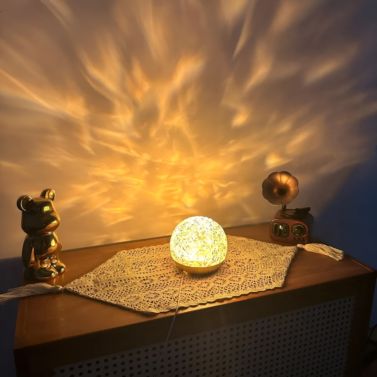 Kristall-Projektionslampe mit 360°-Drehung und Dimmfunktion