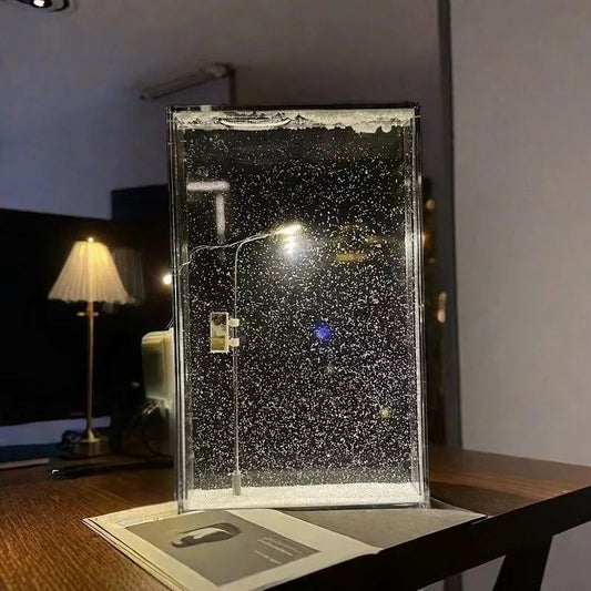 DIY-Winterlandschaft-Tischleuchte mit Schneeeffekt und Warmweißem Licht