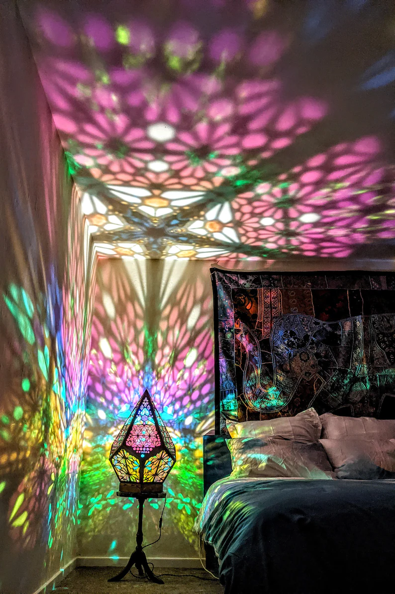 Boho-Diamant-Tischlampe mit USB-LED