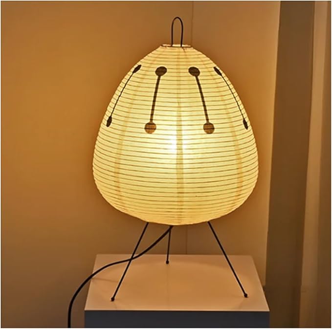 Japanische Reispapier-Tischleuchte mit Eisenfuß 47 cm