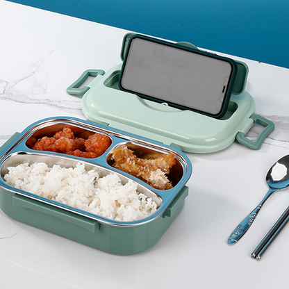 Edelstahl-Lunchbox isoliert mit Klickverschluss