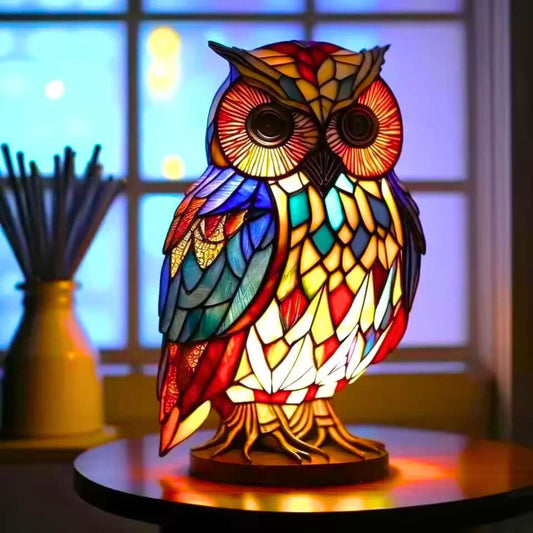 Handgefertigte Eulenlampe mit sanftem warmem Licht