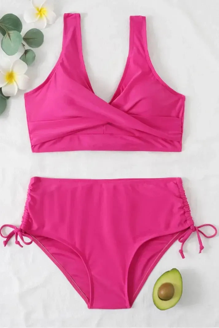 Zweiteiliger Push-Up-Bikini mit Hoher Taille
