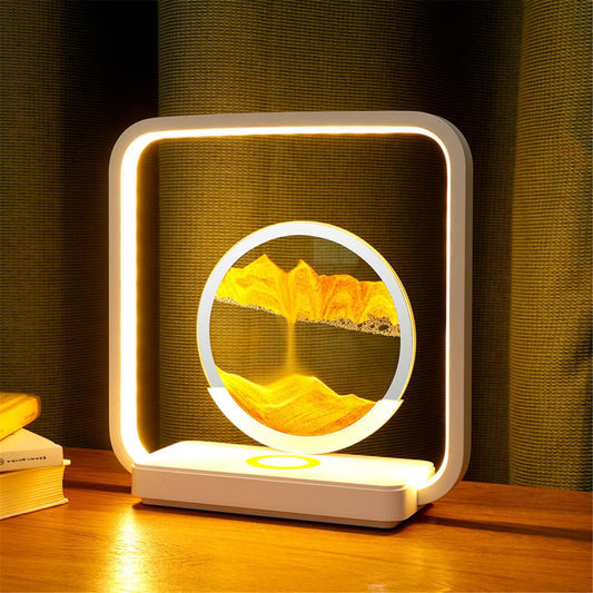 LED-Sandkunst-Nachttischlampe mit kabelloser Qi-Ladestation