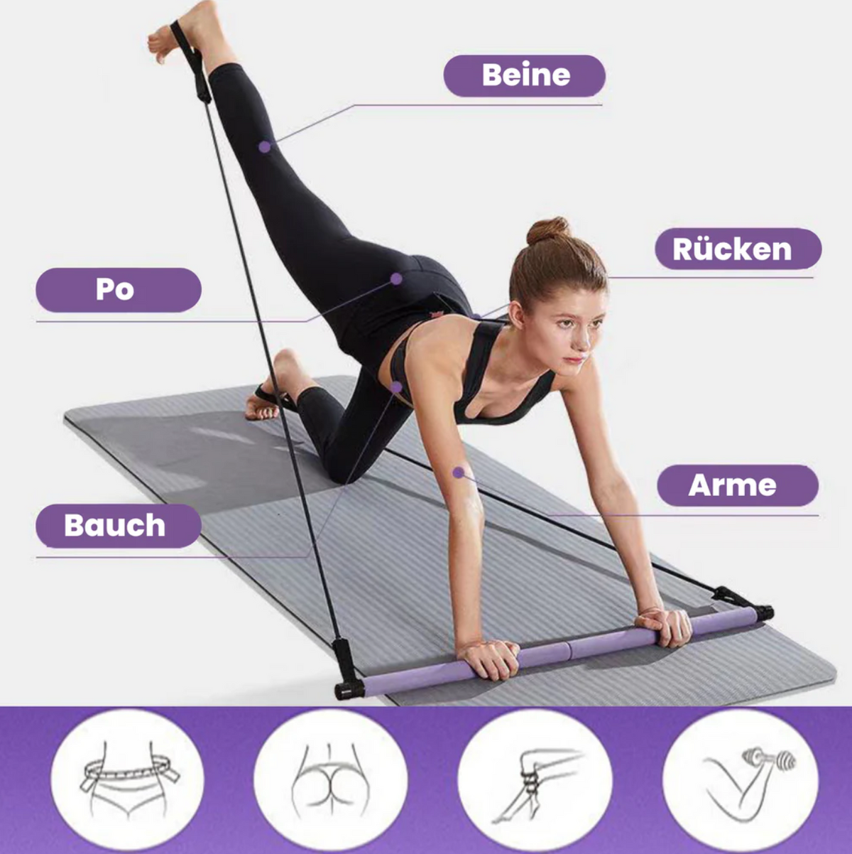 Pilatesstange mit rutschfestem Griff für Ganzkörpertraining