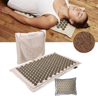 Akupressurmatte mit Nackenkissen und Tragetasche