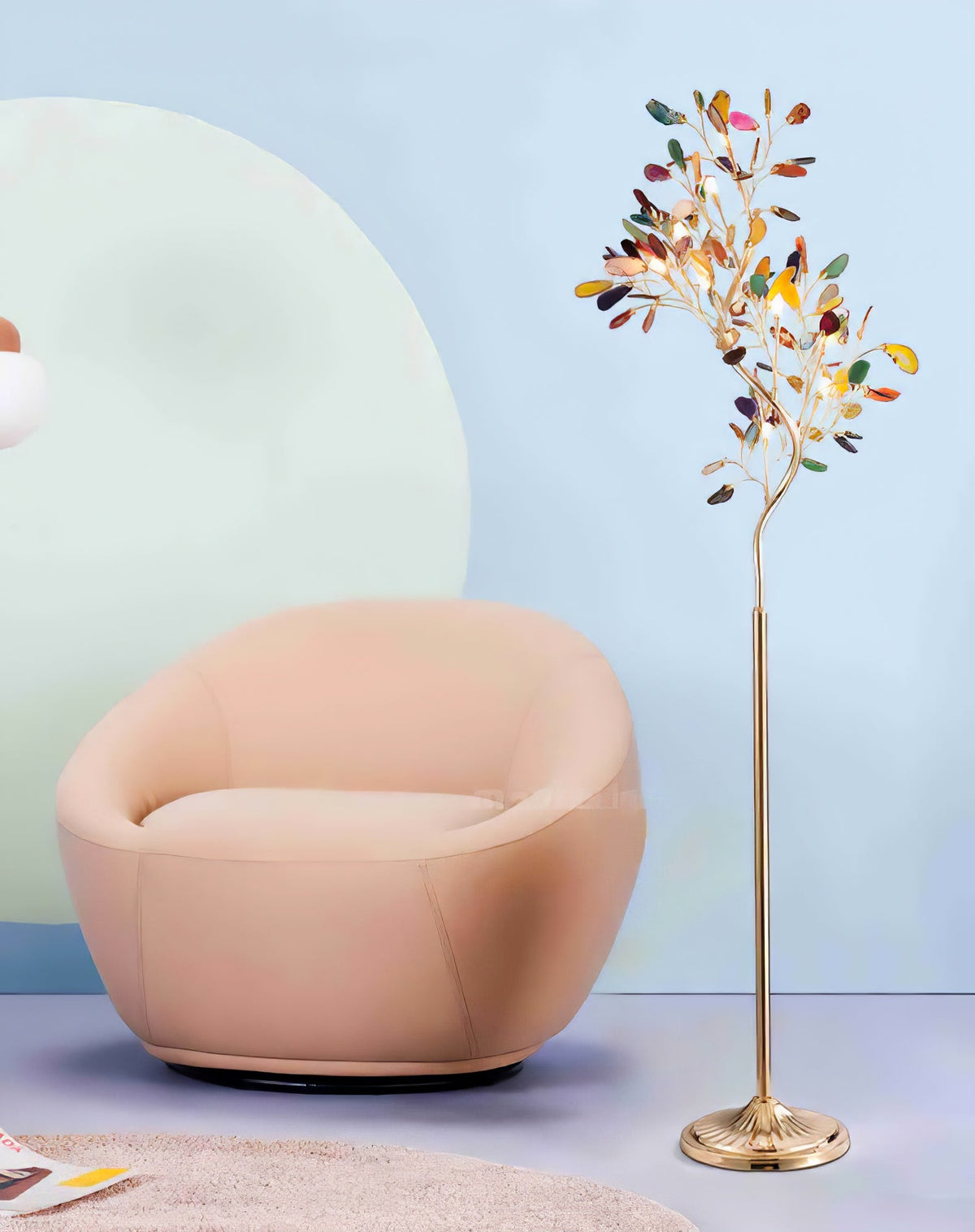 Achat-Stehlampe 175 cm in Baumform mit Naturstein