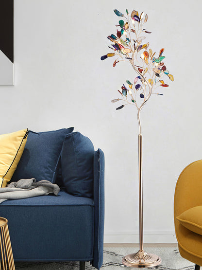 Achat-Stehlampe 175 cm in Baumform mit Naturstein