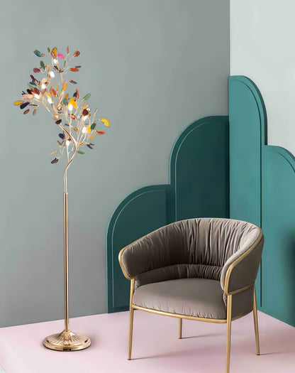 Achat-Stehlampe 175 cm in Baumform mit Naturstein