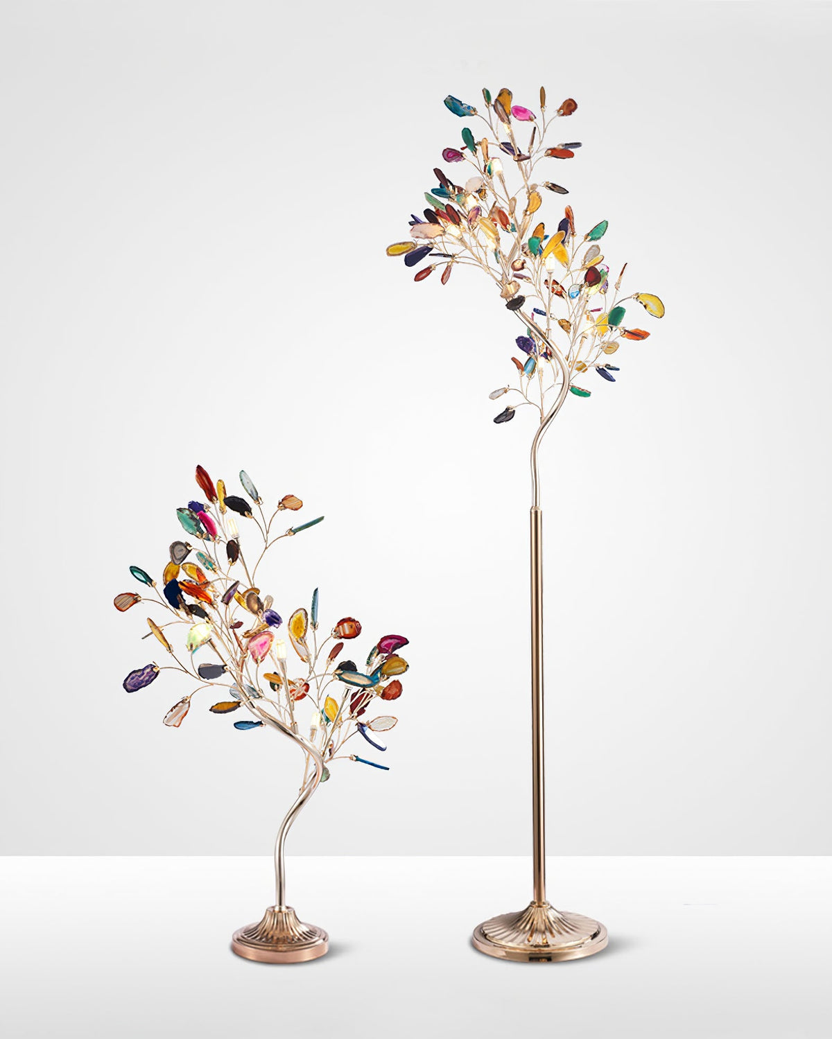 Achat-Stehlampe 175 cm in Baumform mit Naturstein