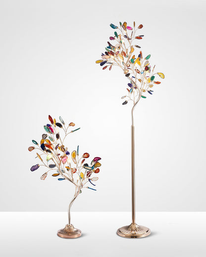 Achat-Stehlampe 175 cm in Baumform mit Naturstein