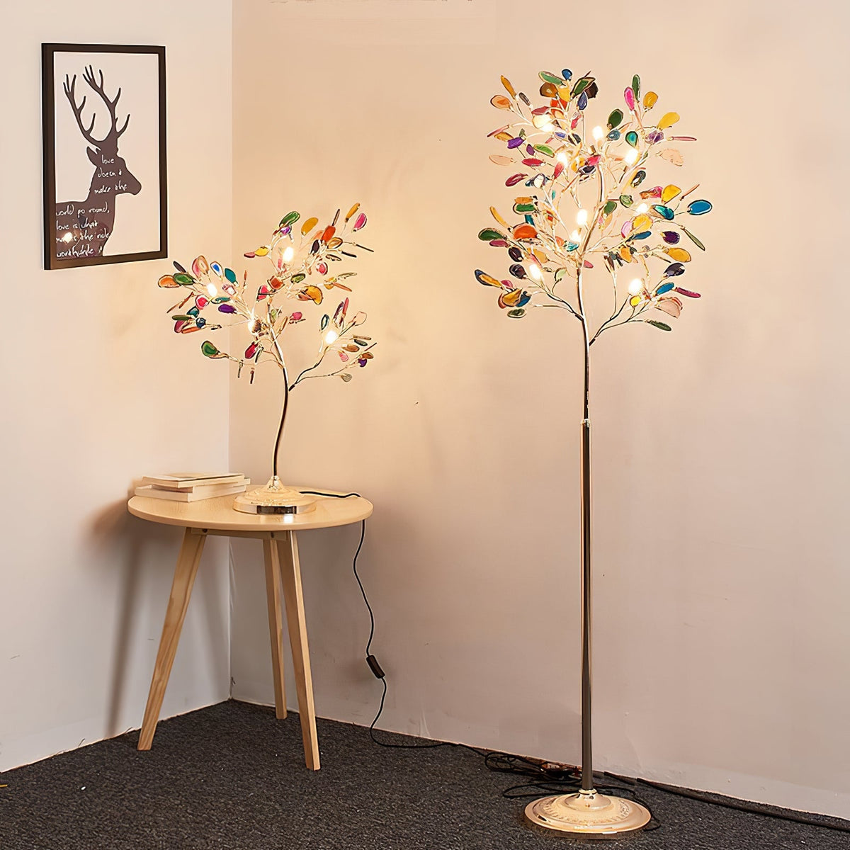 Achat-Stehlampe 175 cm in Baumform mit Naturstein